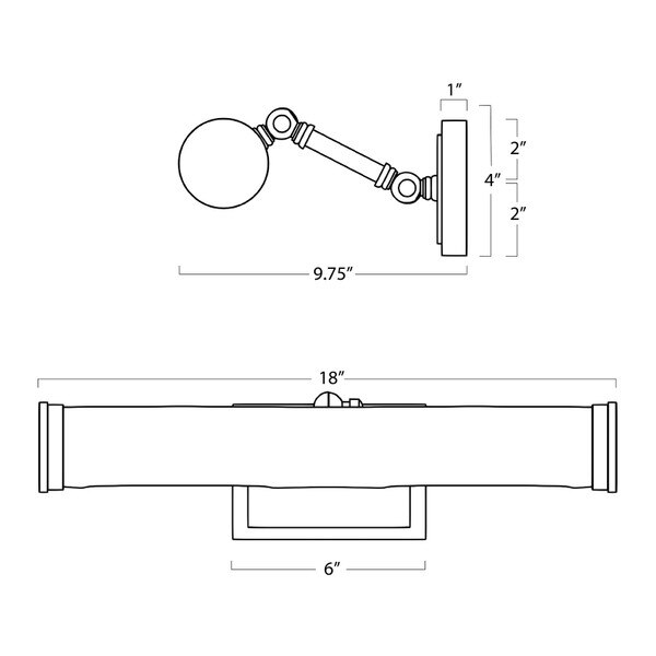 Tate Picture Light Medium (Oil Rubbed Bronze) - Open Box Line Drawing